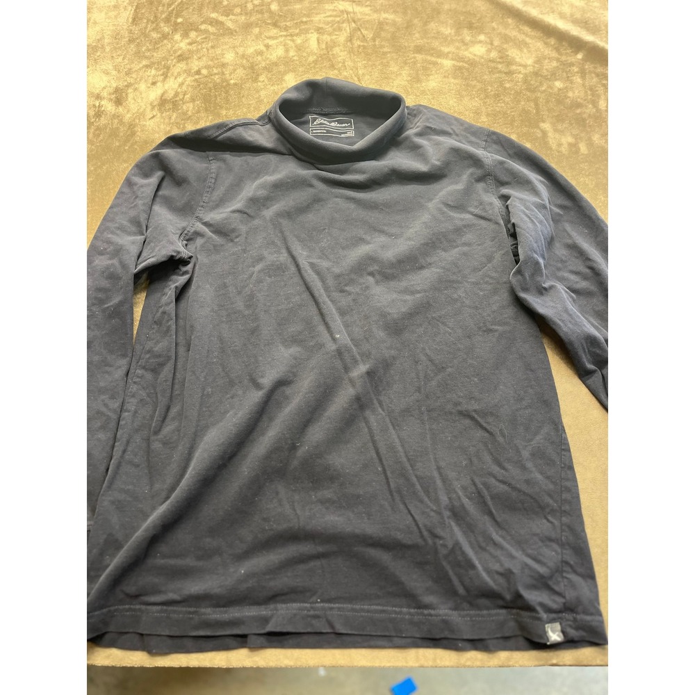 Eddie Bauer Mens Legendwash Turtleneck Shirt Navy Blue Long‎ Sleeve Mock Neck L
